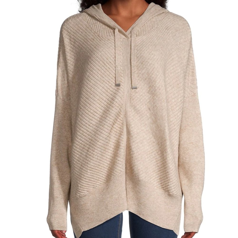 New with Tags SAKS FIFTH AVENUE Exclusive Ribbed Hoodie Sweater Top